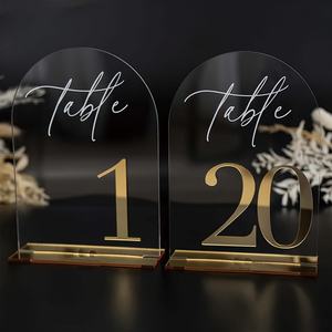 LANJO Modern <b>Acrylic</b> Wedding <b>Table</b> Numbers 10x15cm Rectangle Elegant Golden Durable Thick <b>Sign</b> for Reception Birthday - Product Image 5