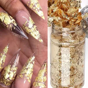 1 <b>Box</b> Glitter Nail Art Foil Paper Makeup Jewelry Irregular Shiny Foil Leaf Gold Flakes Nails DIY Stickers Manicure Decorations - Product Image 2
