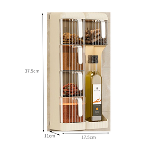 Système <span class=keywords><strong>de</strong></span> rangement mural suspendu pour épices, en plastique ABS+PET transparent scellé, <span class=keywords><strong>jaune</strong></span> crème, personnalisable - Product Image 2