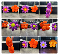 Fleurs gonflables personnalisées orange, violet, rose, 2 m, éclairage LED, fleurs géantes gonflables, décoration pour accessoires de scène, festivals de musique