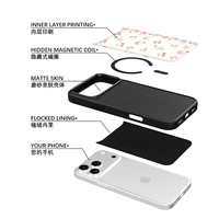 Coque de téléphone AG Feeling Black Edge avec motif Gilding Cherry Cake pour iPhone 17, 17 Pro Max, 16 Pro, 15, 15 Pro Max, 15 Pro, 14 Pro Max – Coque magnétique
