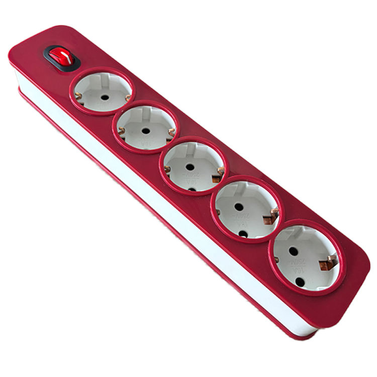VNX Original Factory 1-gang 5-Way 1.5m/3m Cable EU Extension Cord Socket Electrical Outlet Switches Extension Power Socket