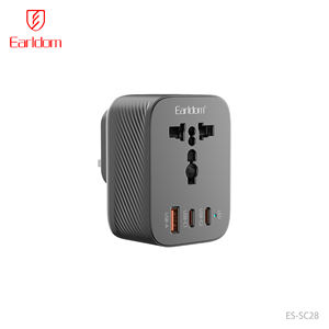 EARLDOM Adaptateur de Voyage Universel 4-en-1 (AC + 2 USB-C + USB) 20W, Prise de Voyage UK pour Utilisation Mondiale avec 3 Ports USB - Product Image 1