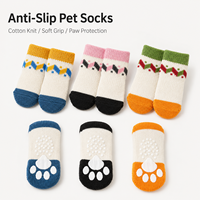 Chaussettes antidérapantes pour chiens et chats, double couche, semelle à points en caoutchouc, tricot doux et respirant pour la marche en intérieur, soin des pattes, logo personnalisé