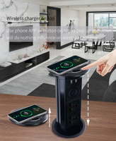 Prise escamotable motorisée noire pour table de cuisine avec 3/2 prises, boîtier en aluminium IP44, SDK WiFi