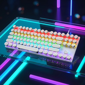 Clavier mécanique filaire <span class=keywords><strong>USB</strong></span> RGB rétroéclairé 87 touches style punk pour le gaming et le bureau - Options de commutateurs bleus/rouges/marron - Product Image 4