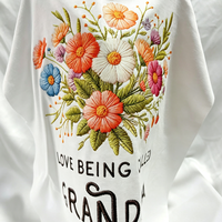 Transferts DTF personnalisés effet broderie, motifs papillons et floraux vintage, étiquettes thermocollantes pour T-shirts, sweats à capuche, vestes, casquettes et streetwear