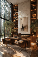 Chambre à coucher moderne de luxe avec rangement, canapé en cuir véritable au design luxueux, lit king size, design d'armoire de cuisine pour villa