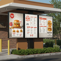 Panneaux de menu numériques extérieurs MWE 55 pouces, signalétique LCD résistante aux intempéries, solution publicitaire de nouvelle génération pour les drive-thru, animation
