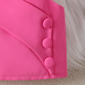 Ensemble de vêtements pour filles d'été tendance, veste et short uniques en rose rouge, tissu en coton doux, vêtements pour enfants - Product Image 6