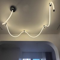 Lustre de salon double hauteur pour villa loft moderne nordique, style postmoderne, design créatif pour showroom, mini LED pour escalier