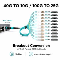 Câble de raccordement fibre optique HAILE MPO-LC OM3 8 cœurs 3,00 mm MPO femelle polarité B MTP 10G Fibre multimode Modules optiques 40G/100G