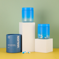 Pot de rangement rond en verre vide pour capsules de suppléments nutritionnels, huile de poisson, vitamines, 240 ml, couleur dégradée, avec couvercle à vis, coffret cadeau