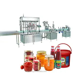 Volledige Automatische Fruit Plakken Dikke Jam Honing Jar Kan Fles Wasmachine Vullen En Aftopping Machine Voor Productie Lijn