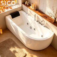 Bain à remous d'angle en acrylique portable et intégré au design moderne, avec fonction de massage et drain intégré, écologique inclus