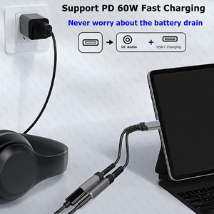 Adaptateur casque <span class=keywords><strong>et</strong></span> <span class=keywords><strong>chargeur</strong></span> USB C vers 3.5mm 2-en-1 Prise audio auxiliaire vers USB C <span class=keywords><strong>et</strong></span> charge rapide PD pour <span class=keywords><strong>iPhone</strong></span> Galaxy Pixel iPad - Product Image 3