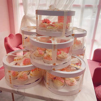 6 pouces et 8 pouces rond Double couche rehaussant la boîte d'emballage de Cupcake transparente boîte de Dessert d'anniversaire boîte d'emballage de tasse de Mousse