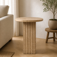 Ensemble de tables basses gigognes en travertin, table d'appoint artistique créative, table d'appoint moderne, design français, fabrication artisanale EASTONE Living