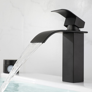 Grifo mezclador para lavabo, grifería de cascada rubinetti <span class=keywords><strong>Neri</strong></span>, negro, torneira Preta - Product Image 1