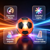 Ensemble de ballons de football en PU avec cônes d'entraînement à LED clignotants automatiques et pompe – Jeux parent-enfant en extérieur pour adolescents et enfants