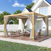 DEEZON Toit à persiennes entièrement automatique Pergola d'extérieur étanche en aluminium résistant à l'eau en MDF à rabat rétractable et pliable