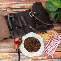 Emg6412 Porte-tabac en cuir à roulettes, vente en gros, sacs vides personnalisés, fermeture à glissière, accessoires, sac de rangement pour fumer, pipe