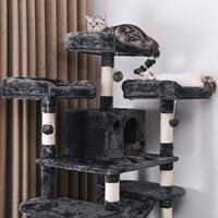 Arbre à chat en sisal écologique haut de gamme avec poteaux à gratter, plateformes d'escalade et maisonnette confortable pour grands chats - Utilisation intérieure Halloween