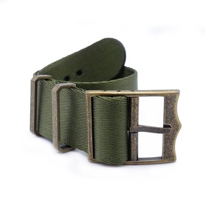 Ceinture de sécurité en Nylon, couleur <span class=keywords><strong>vert</strong></span> Olive, boucle en Bronze, 20mm, 22mm, bracelets de montre, haute qualité - Product Image 1