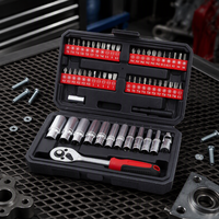Kit d'outils de réparation automobile en acier de 59 pièces avec coffret rigide, jeu de clés et de douilles