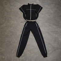Ensemble de survêtement léger et réfléchissant personnalisé avec broderie d'usine, coupe oversize, en nylon coupe-vent