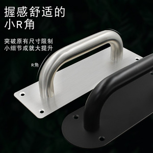 Poignée de porte en acier inoxydable Jin Aoding, noir brossé, style moderne minimaliste, pour portes en bois et en verre, plaque de poussée/tirage - Product Image 5