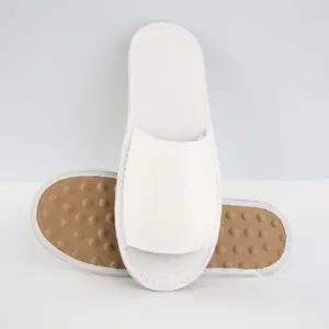 Zapatillas de Hotel desechables de algodón y fibra de bambú, Logo personalizado 100% Biodegradable Eco, suela de pulpa de papel superior, masaje