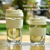 Bouteille d'eau écologique résistante à la chaleur, tasse portable, gobelet en verre pour café glacé et infusions de fruits avec manchon anti-chaud
