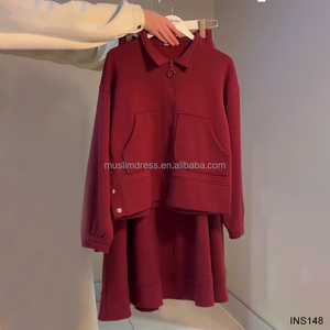 Habib 2026 Nuovo Set 2 Pezzi Tinta Unita Autunno Inverno per Donne Musulmane, Top Modesto e Gonna Lunga, Abbigliamento Islamico all'Ingrosso - Product Image 1