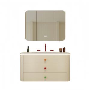 Gabinete de baño inteligente con espejo, de madera maciza, simple, de tamaño pequeño, montado en la pared, impermeable, de gran capacidad de almacenamiento. - Product Image 6