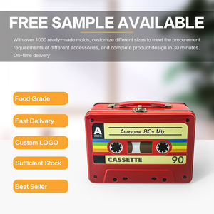 Jinyuanbao Vintage 80er Jahre Musik thema Metall Vorrats behälter für Geschenke Lebensmittel qualität Blechdose mit Griff & Schloss für Puzzles/Spielzeug - Product Image 4