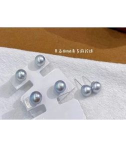 Xinfly New Model 2024 Woman <b>Blue</b> Pearl Akoya 18k Real Gold Fine Jewelry <b>Stud</b> <b>Earring</b> - Product Image 1