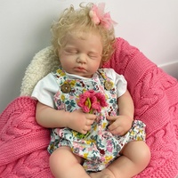 Poupées Reborn Artisanales de 20 pouces, Bébé Endormi Fille/Garçon, Bouche Ouverte, Corps Entier en Silicone Lavable, Cheveux Frisés Réalistes, Cadeau de Noël