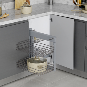 EMUCA EMU8977211 Sistema de Esquina Extraíble para Muebles de Cocina Suprastar, Cajones de Acero Cromado Pulido, Hecho en Italia - Product Image 2