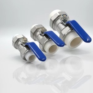 Vanne à boisseau sphérique 20 25 32 mm PPR double raccord en acier inoxydable 304 pour le contrôle du débit d'eau, usage industriel, type fixe, température ambiante - Product Image 1