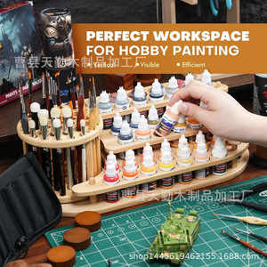 Wooden storage rack, simple paintbrush holder, solid wood perforated paintbrush holder, tiered paint bottle storage rack - Product Image 4