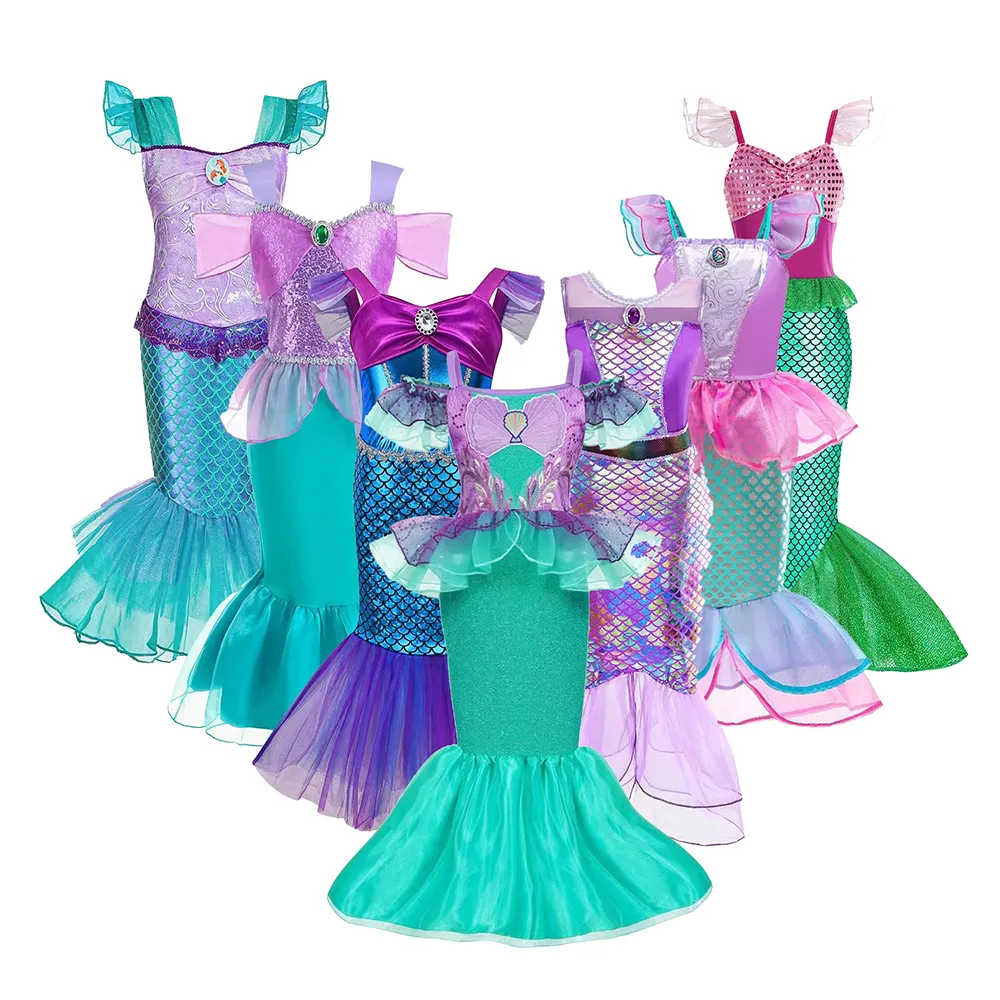 3-8 Years Girl Princess Dress Up For Kids Mermaid Costume Dress