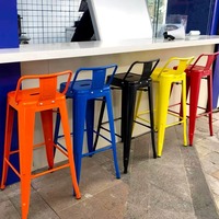 Chaise de bar industrielle moderne de haute qualité en métal avec dossier, mobilier de bar commercial pour café et bistrot - Offre Spéciale