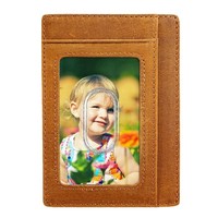 Portefeuille fin personnalisé, étui pour cartes bancaires, poche avant, minimaliste, en cuir, blocage RFID, taille moyenne, porte-cartes de crédit