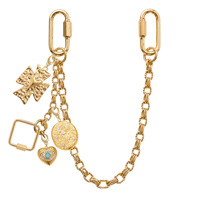 Chaîne de sac à main en métal doré épais avec barre de breloques interchangeable DIY, pendentifs vintage texturés en forme de croix et de pièce de monnaie céleste, breloque de sac
