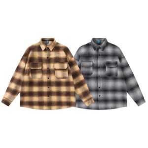 Hot bán flannel LEN KẺ SỌC kiểm tra thiết kế của nam giới áo sơ mi <span class=keywords><strong>Retro</strong></span> LEN KẺ SỌC Jacquard Unsex Áo sơ mi áo khoác - Product Image 2