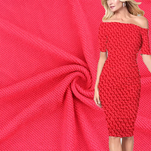 Tela de Jacquard de Punto por Trama de Poliéster Súper Grueso OEM, Tela Arrugada de Moda, Tela Seersucker Arrugada - Product Image 1