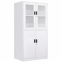 Armoire de rangement en métal avec portes en verre, armoire de bureau verrouillable, casier en acier haut avec étagères réglables pour la maison, le bureau ou l'école