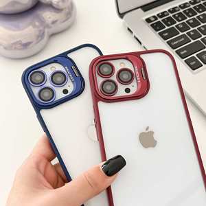 X713-1 Luxury <b>Camera</b> Hide Holder Shockproof Protection Transparent TPU+Acrylic Phone Case for 15/ Custom - Product Image 4