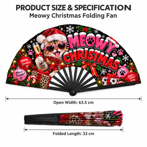 Abanico de Mano de Madera Premium para Navidad, Abanico Plegable de Plástico de 33 cm (13 Pulgadas), Abanico de Bambú Personalizado - Product Image 2